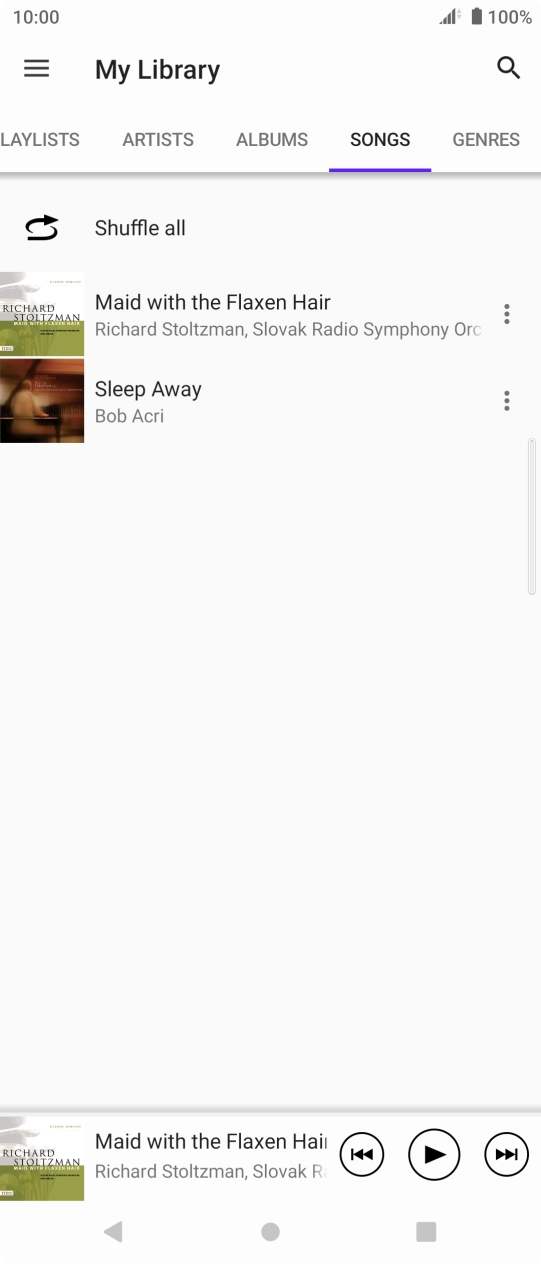 Press the required audio file. Press the required audio file.