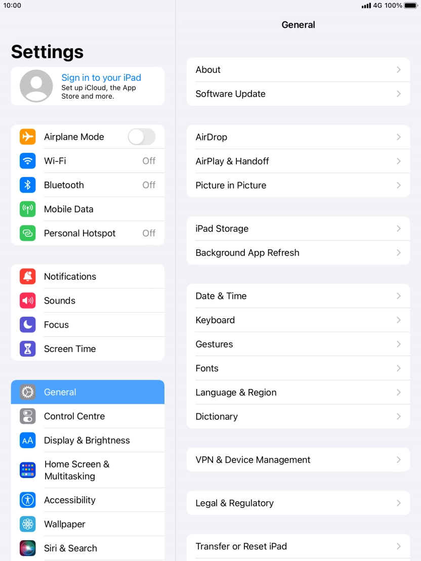 Press Sign in to your iPad.
