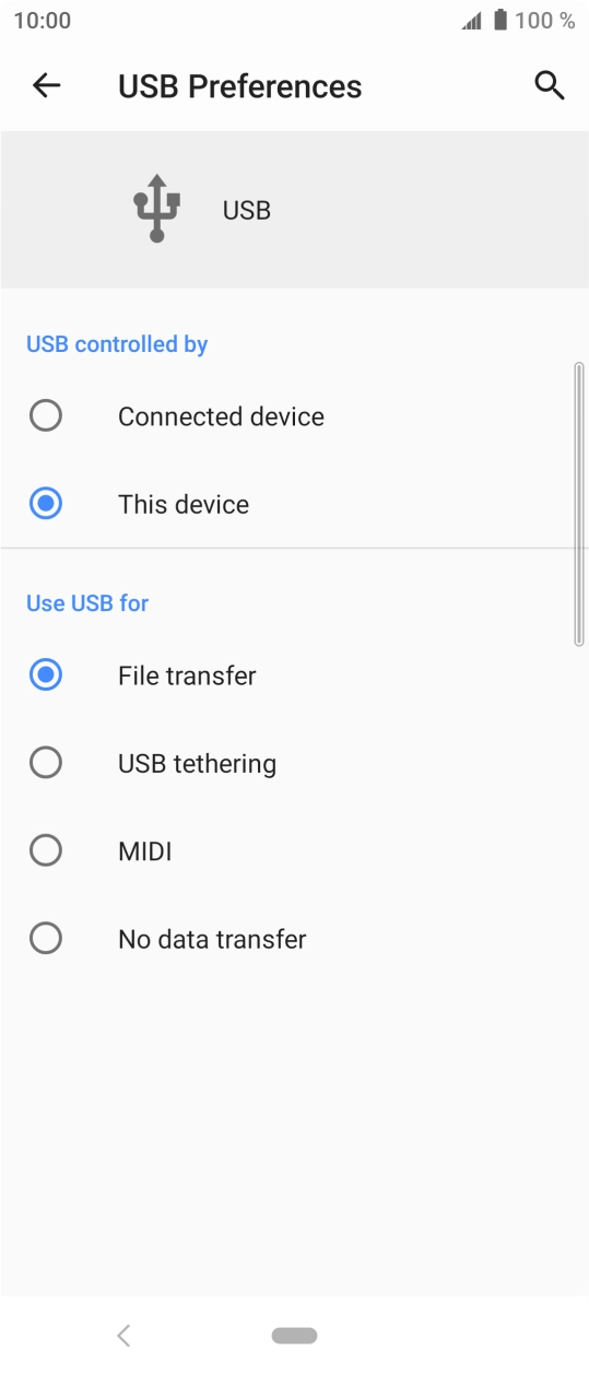 Press File transfer. Press File transfer.