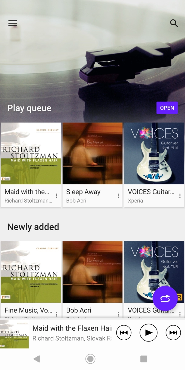 Slide your finger right starting from the left side of the screen.