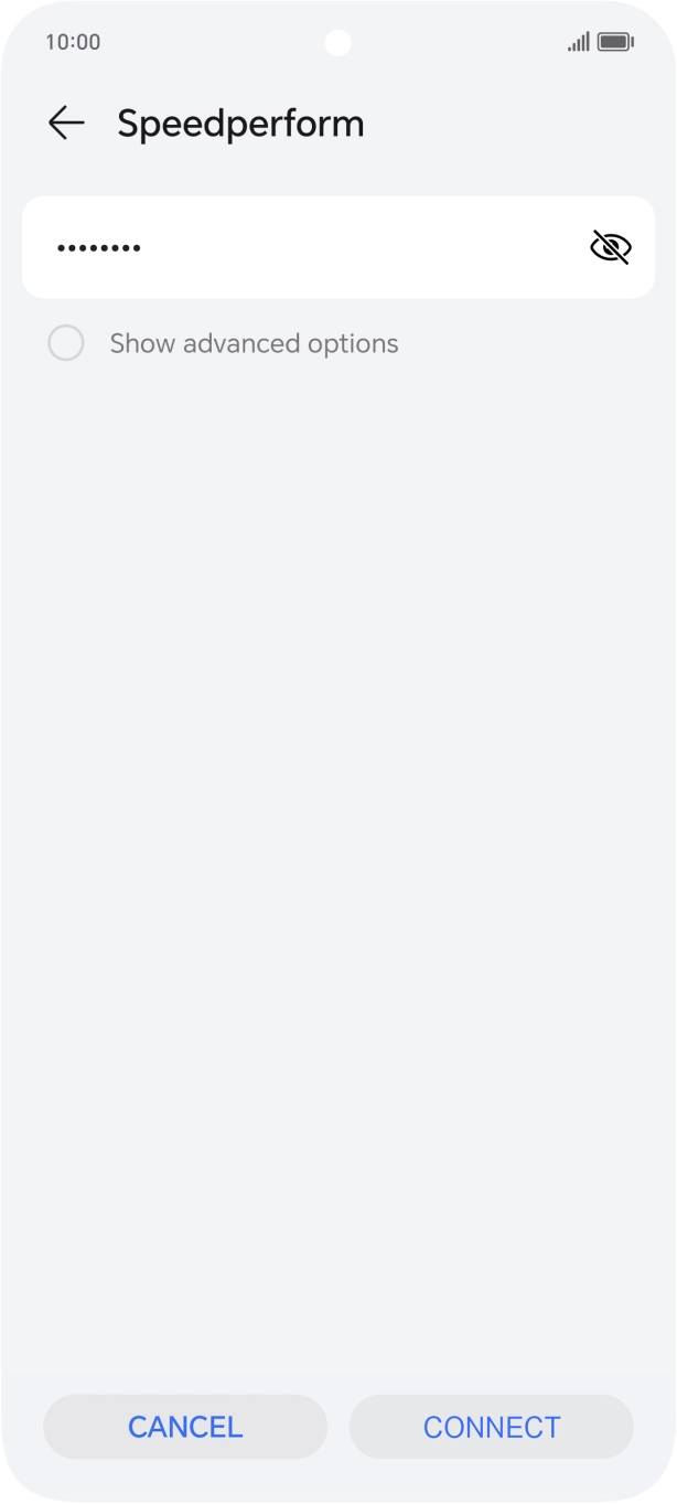 Key in the password for the WiFi network and press CONNECT.