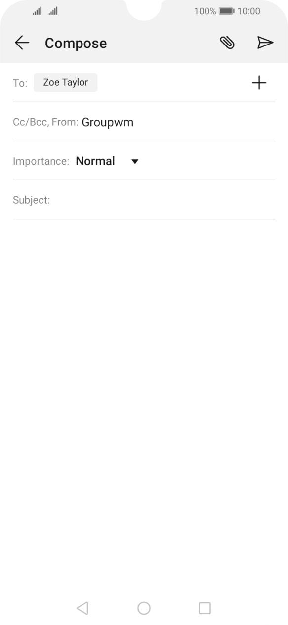 Press the field next to 'Subject:' and key in the required subject. Press the field next to 'Subject:' and key in the required subject.