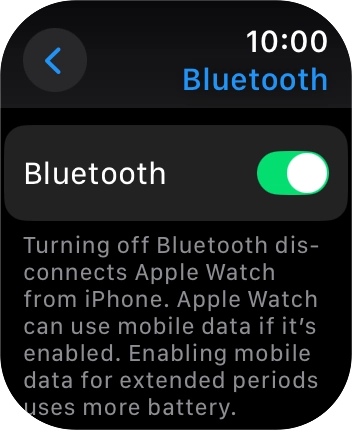 Press the indicator next to 'Bluetooth' to turn the function on or off.