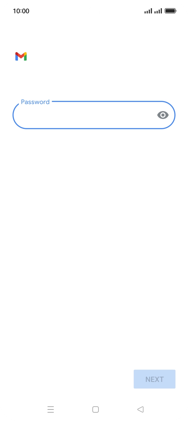 Press the field below 'Password' and key in the password for your email account. Press the field below 'Password' and key in the password for your email account.