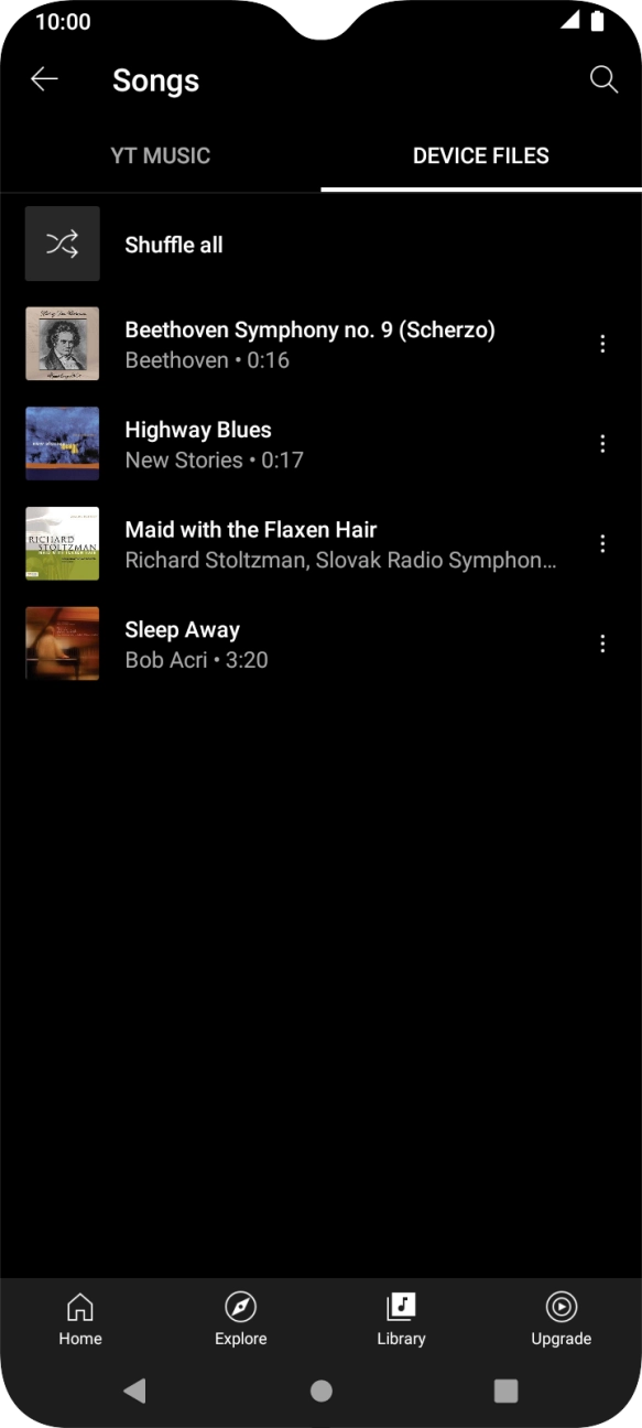 Press the required audio file.