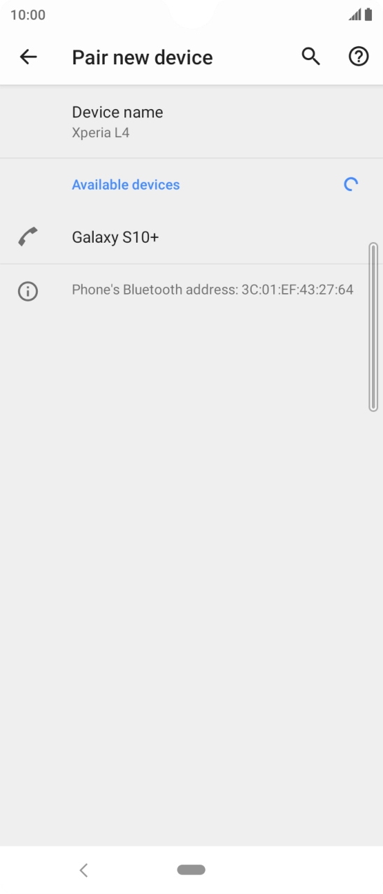 Press the required Bluetooth device and follow the instructions on the screen to pair the device with your phone.