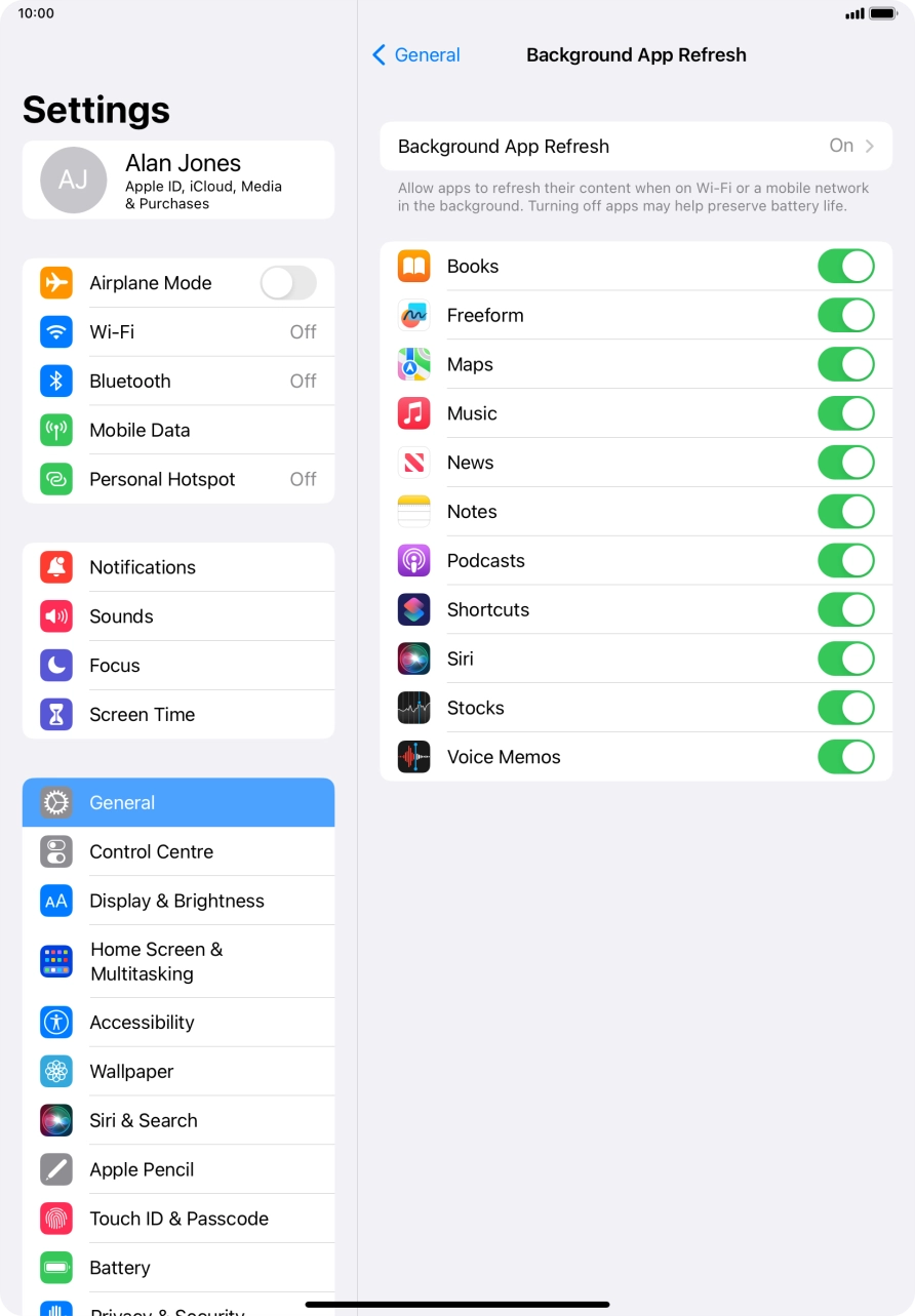Press Background App Refresh.
