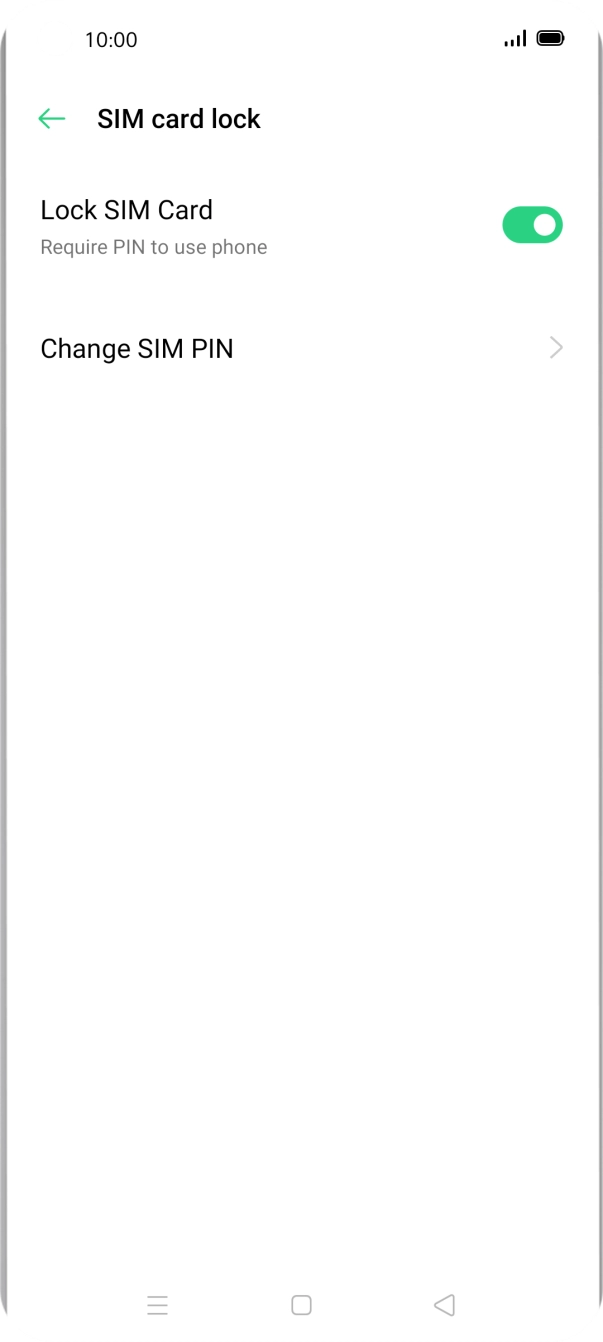 Press the indicator next to 'Lock SIM Card' to turn the function on or off.