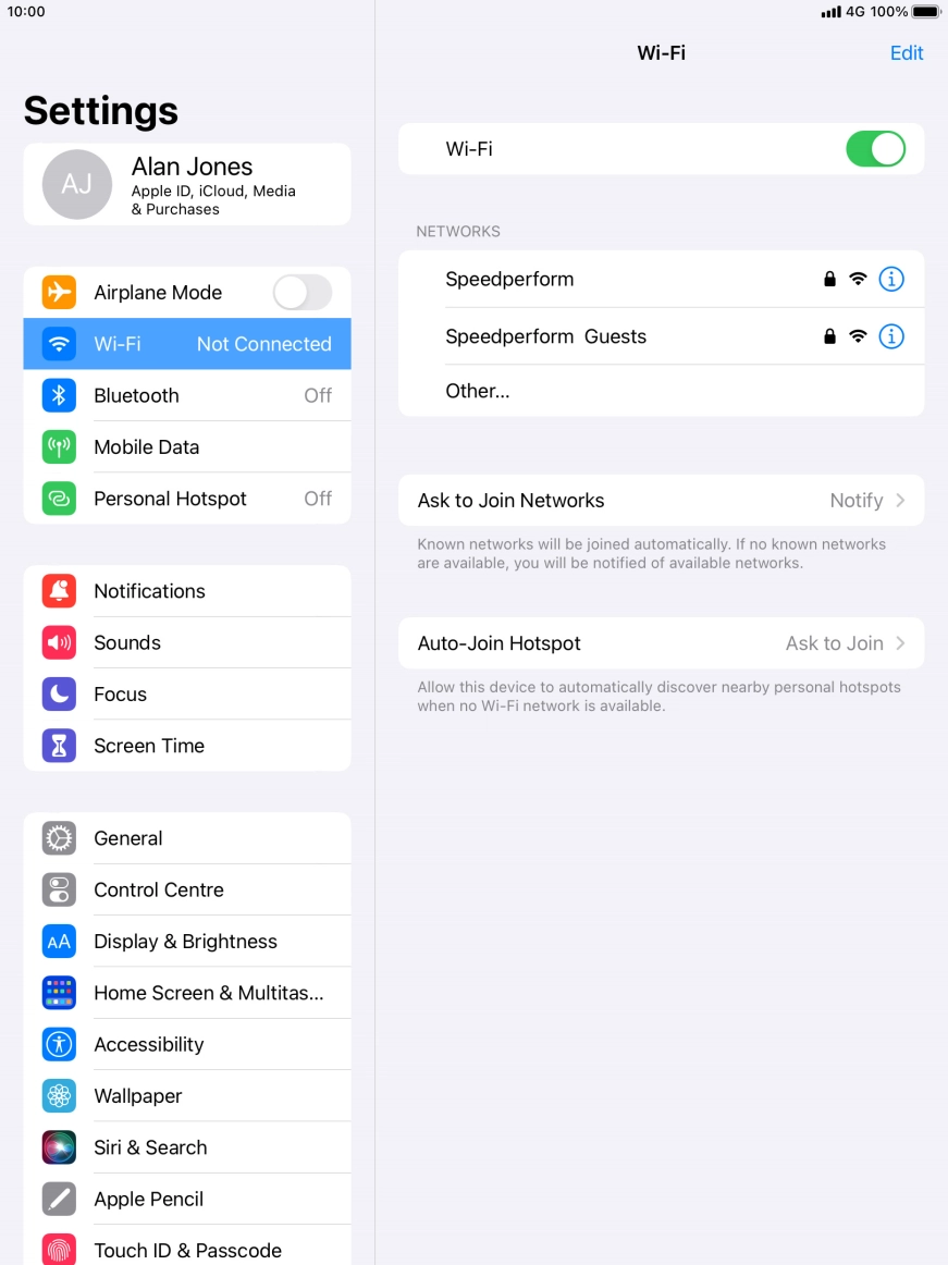 Press the required WiFi network and key in the password for the WiFi network.