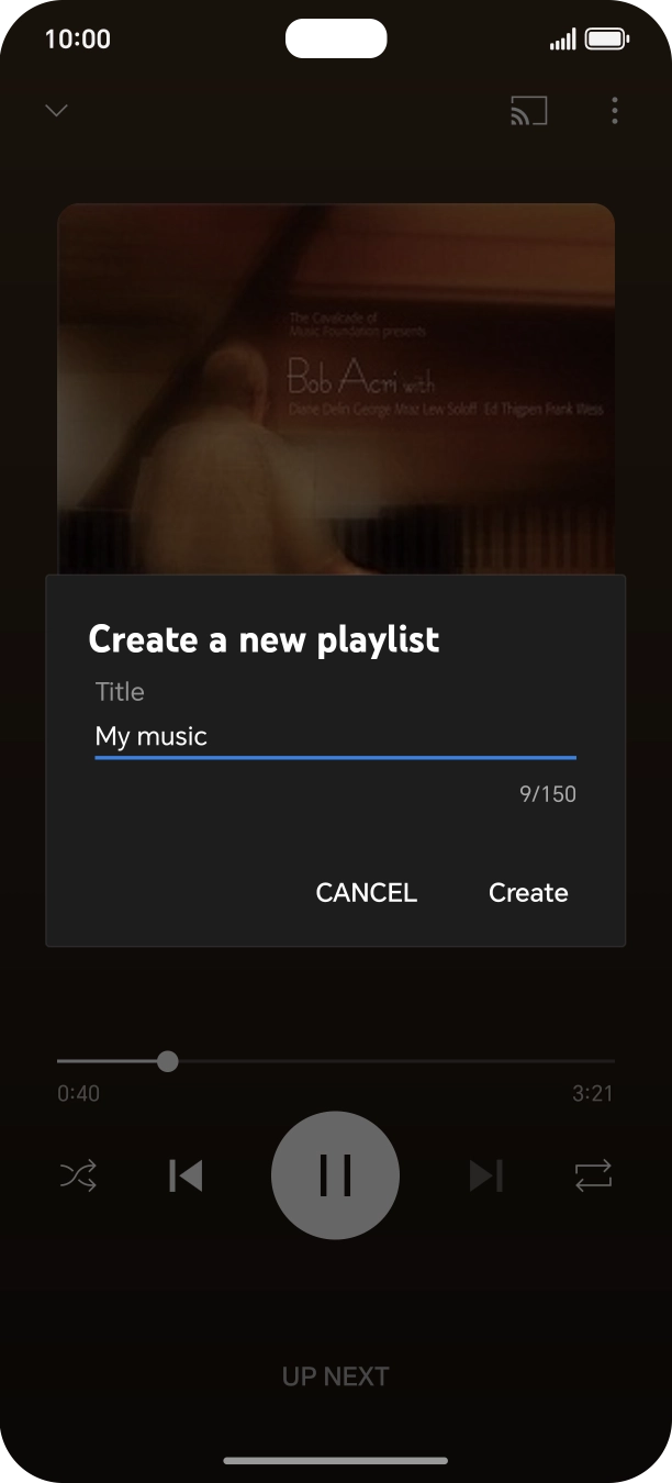 Key in a name for the playlist and press Create.