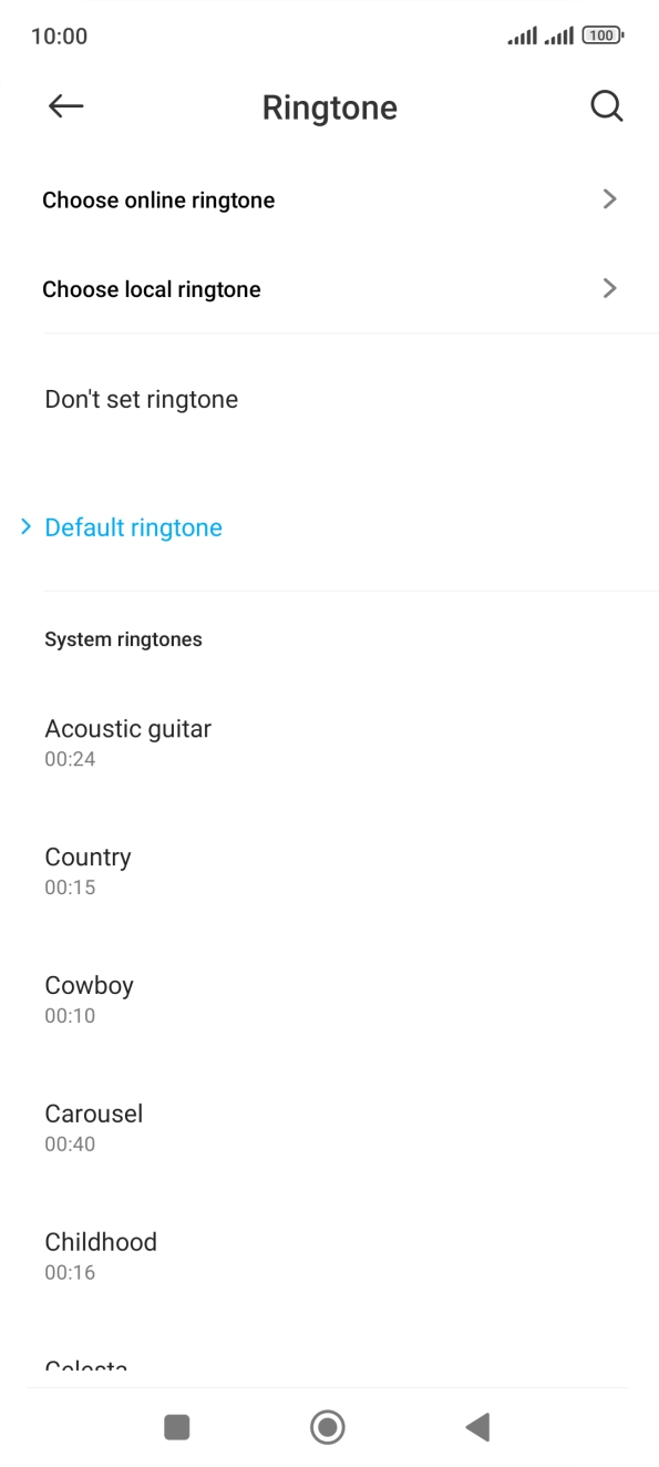 Press Choose local ringtone and go to the required folder.