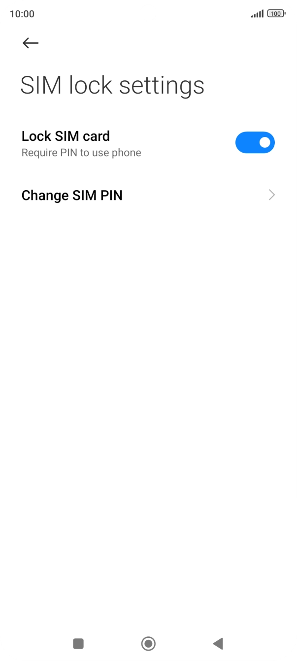 Press the indicator next to 'Lock SIM card' to turn the function on or off.