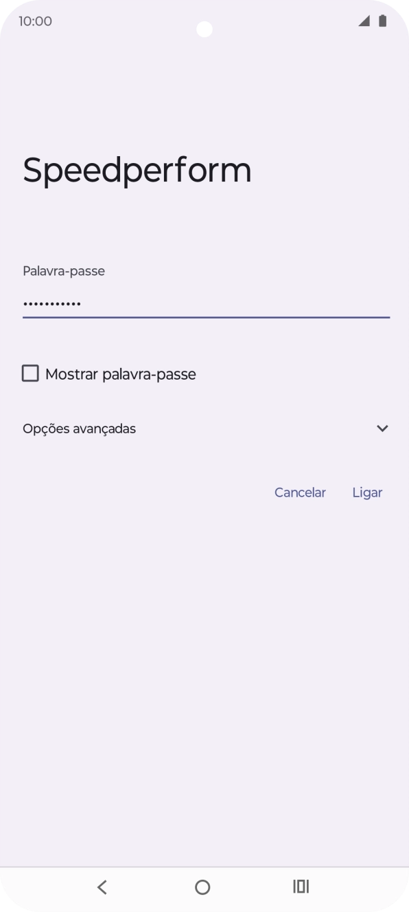 Introduza a password da rede Wi-Fi e prima Ligar.