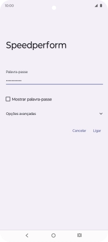 Introduza a password da rede Wi-Fi e prima Ligar.