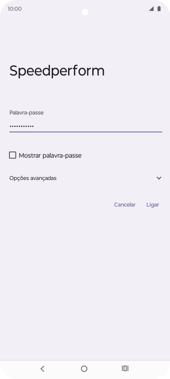 Introduza a password da rede Wi-Fi e prima Ligar.