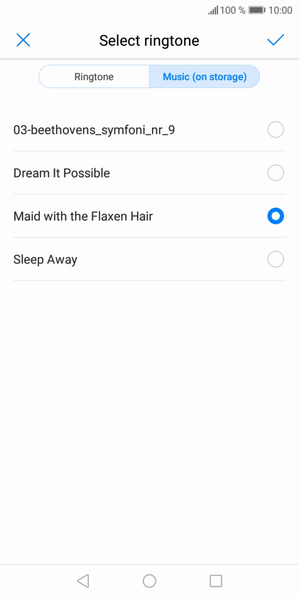 Once you've found a ring tone you like, press the confirm icon.
