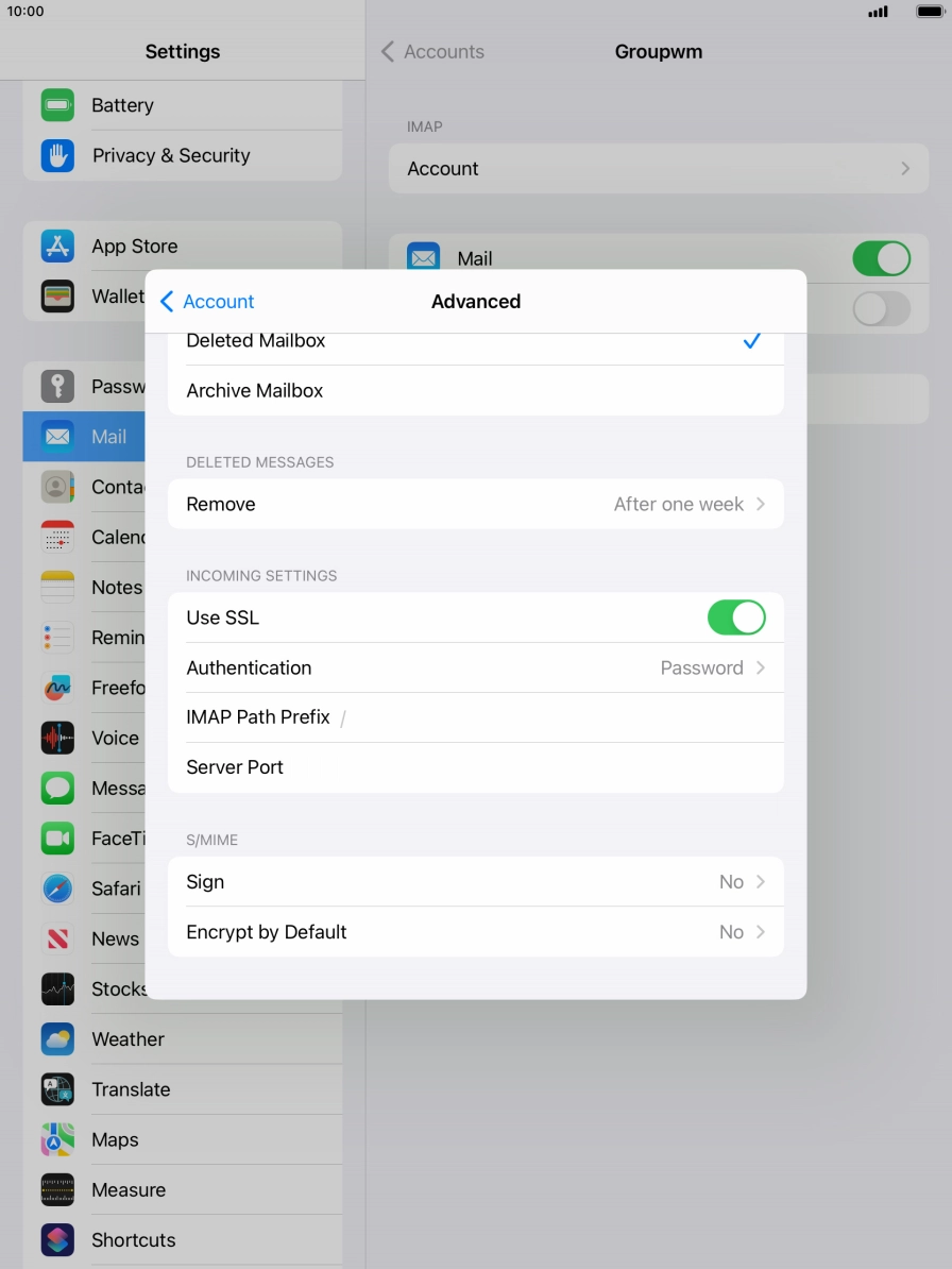 Press the indicator next to 'Use SSL' to turn off the function. Press the indicator next to 'Use SSL' to turn off the function.