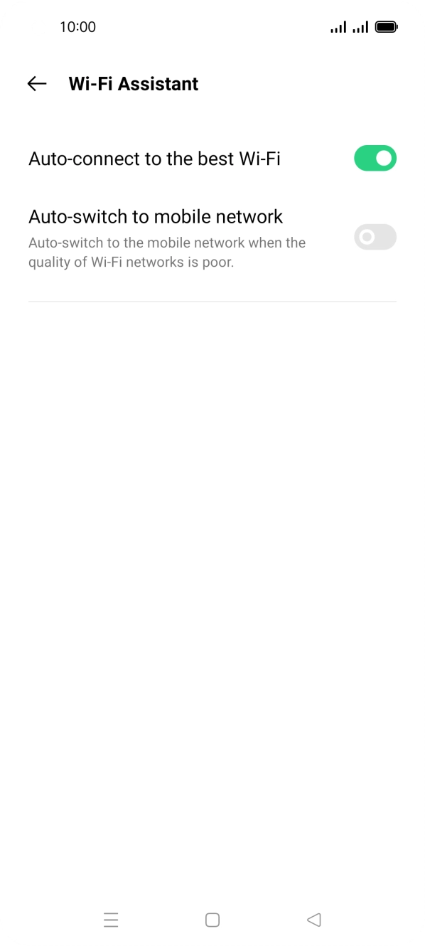 Press the indicator next to 'Auto-switch to mobile network' to turn the function on or off. Press the indicator next to 'Auto-switch to mobile network' to turn the function on or off.