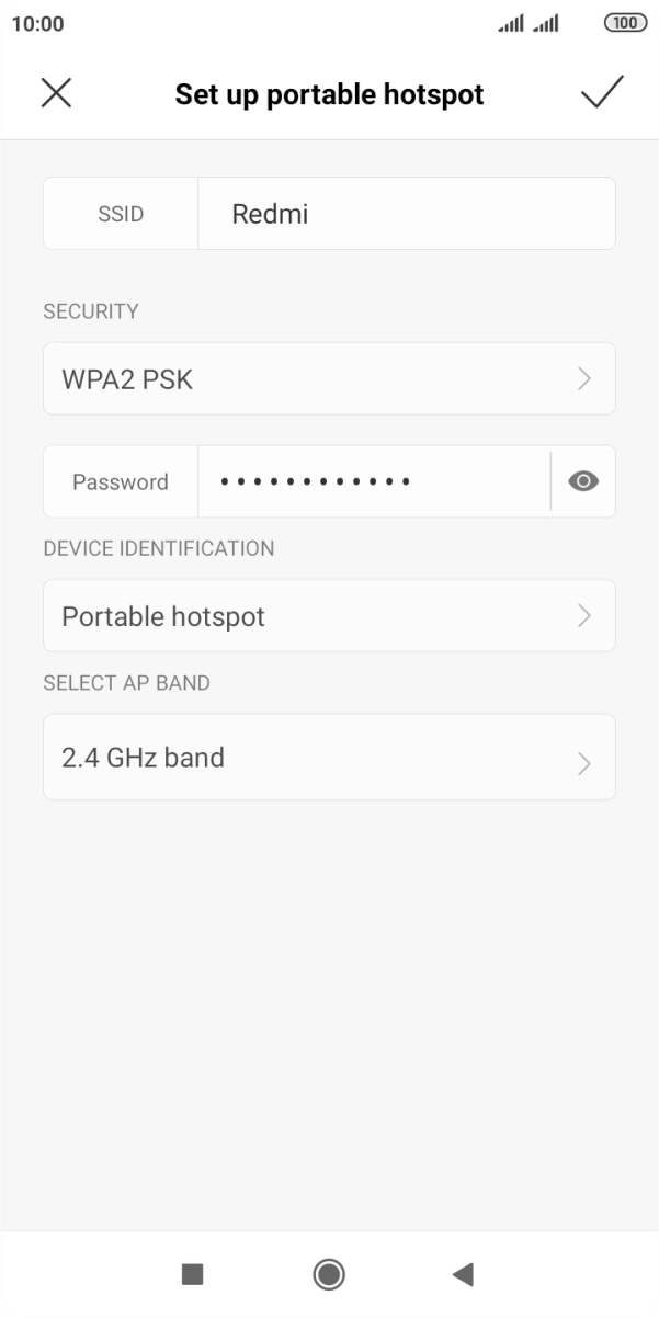 Press the field next to 'SSID' and key in the required name.