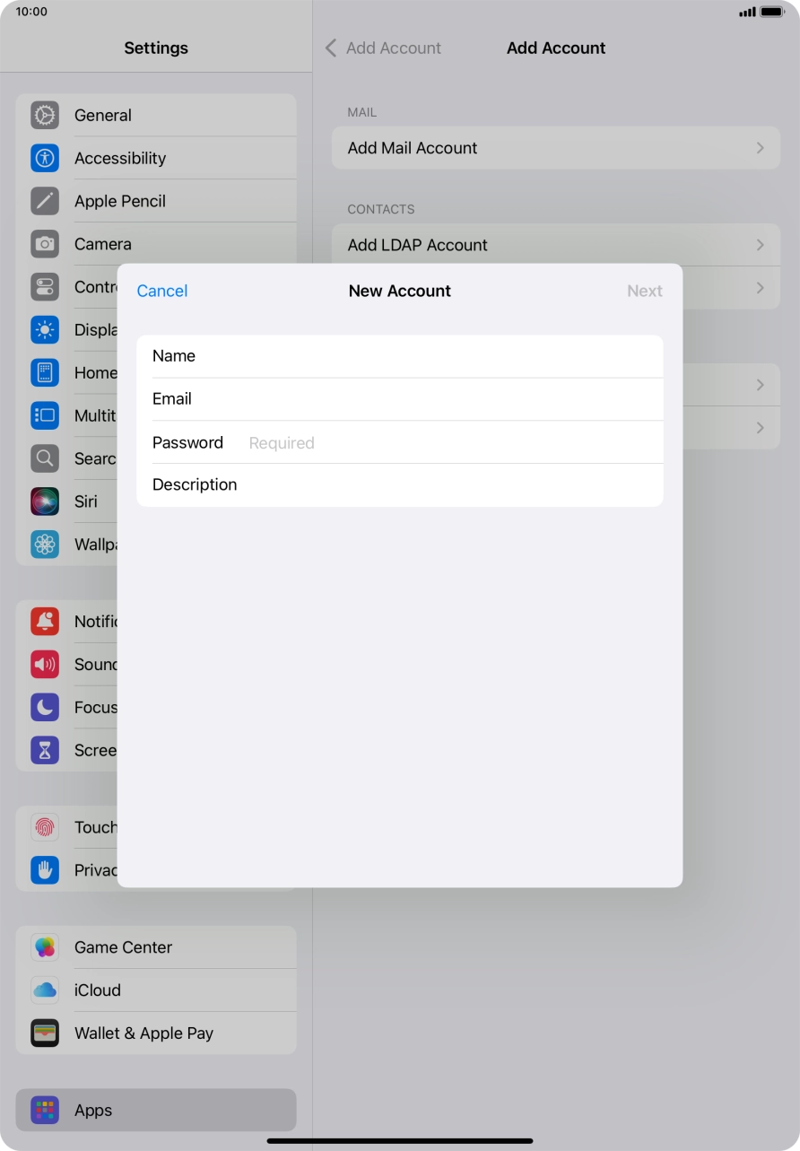 Press Password and key in the password for your email account. Press Password and key in the password for your email account.