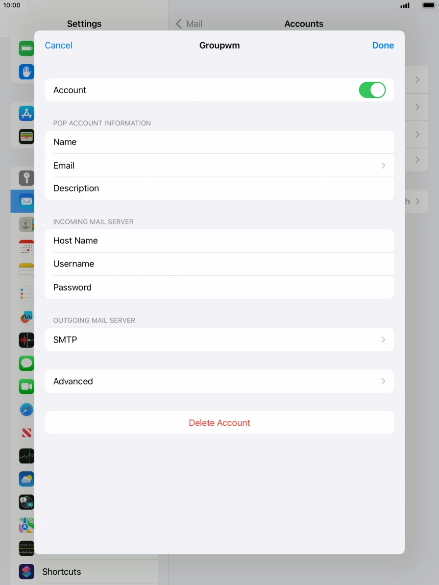 Press SMTP. Press SMTP.