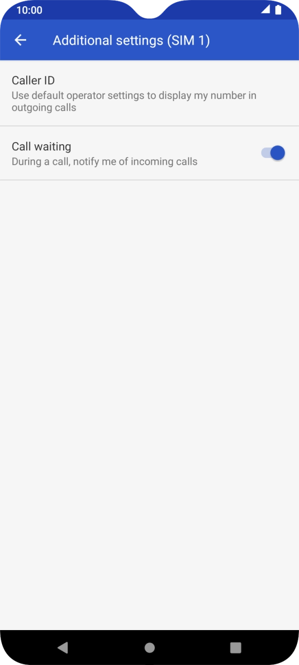 Press the indicator next to 'Call waiting' to turn the function on or off.
