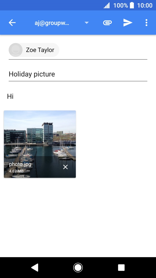 Press the send icon when you've finished your email.