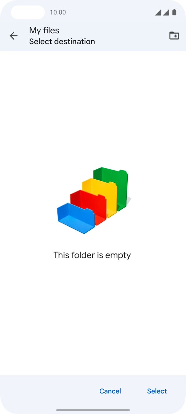To create a new folder, press the new folder icon and follow the instructions on the screen to create a new folder.