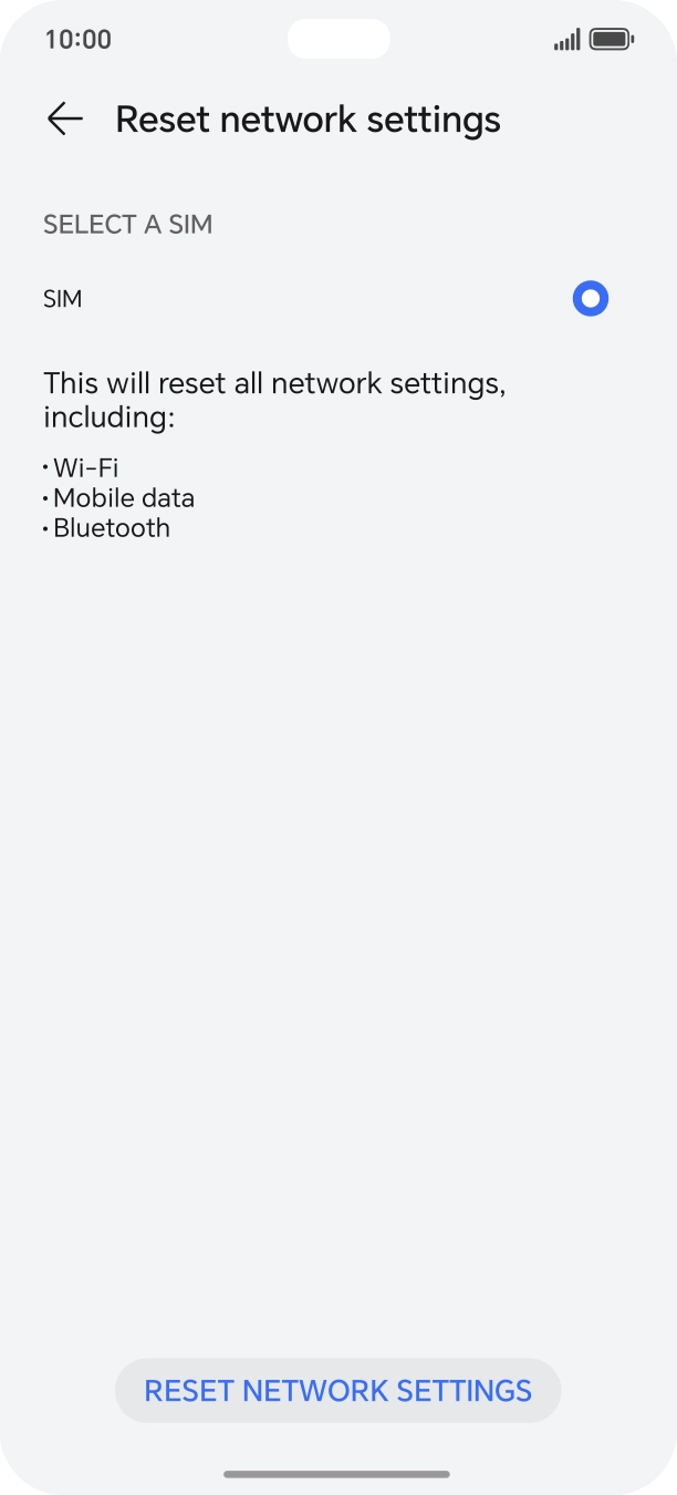 Press RESET NETWORK SETTINGS.