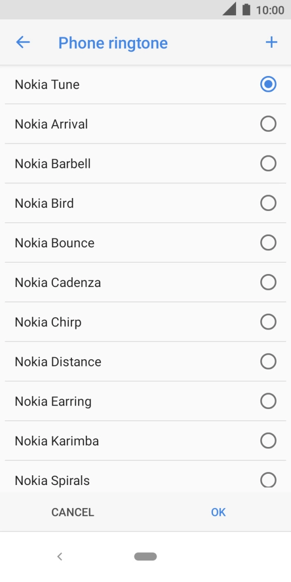 Press the add ring tone icon.