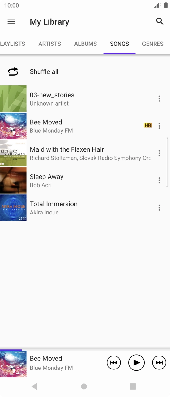 Press the required audio file.