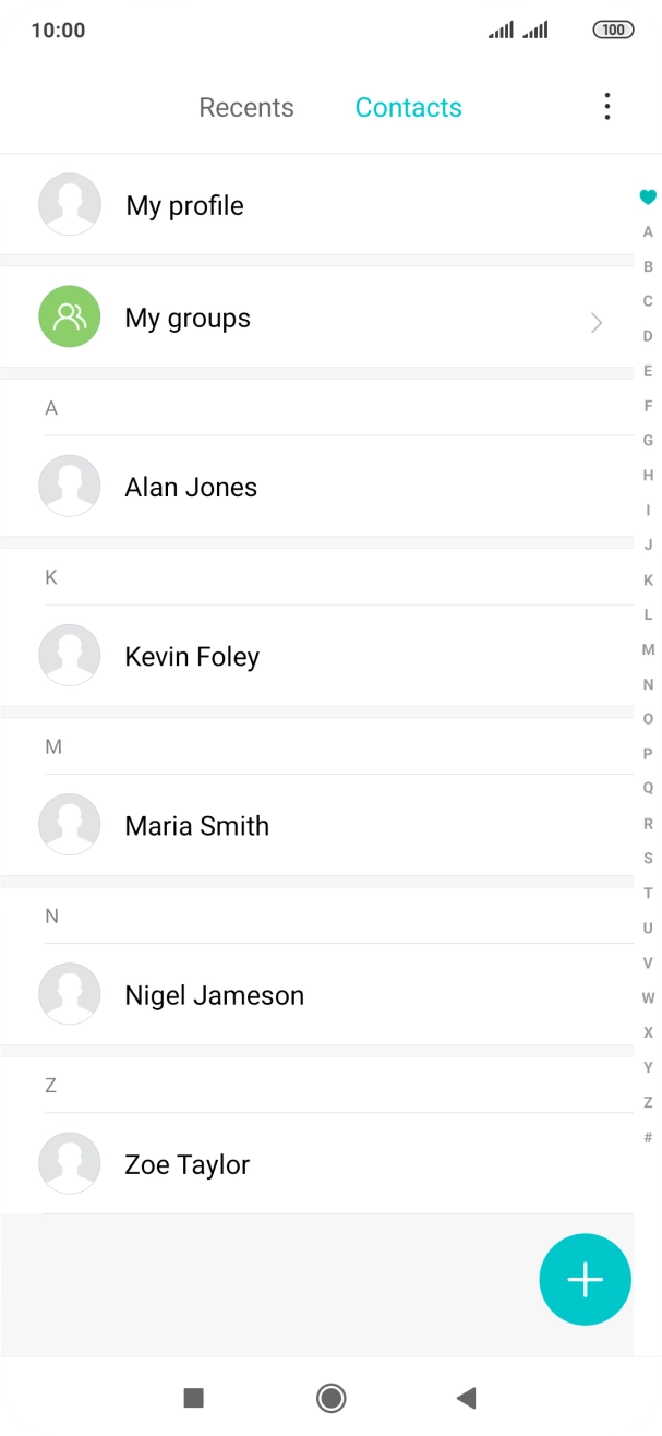 Press the required contact.