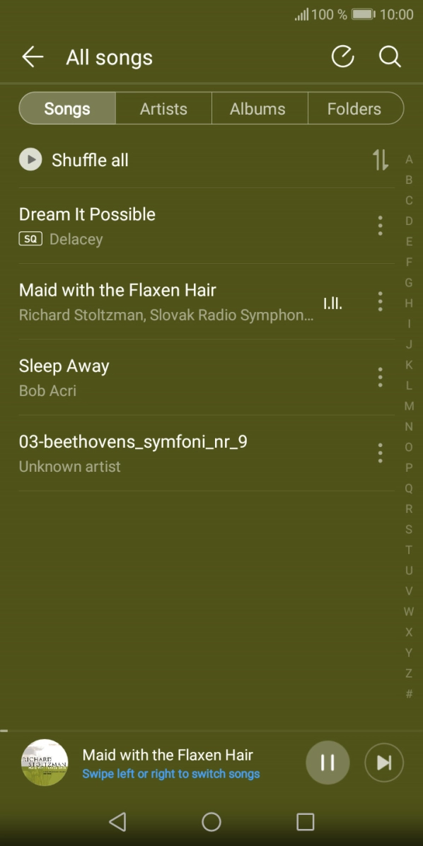 Press the song title at the bottom of the screen.