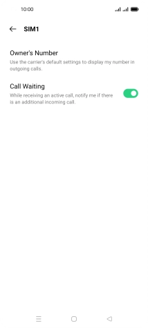 Press the indicator next to 'Call Waiting' to turn the function on or off.