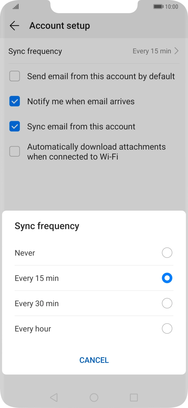 Press the required setting.