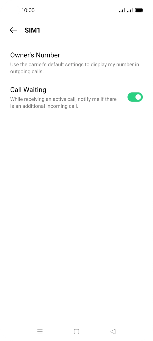 Press the indicator next to 'Call Waiting' to turn the function on or off.