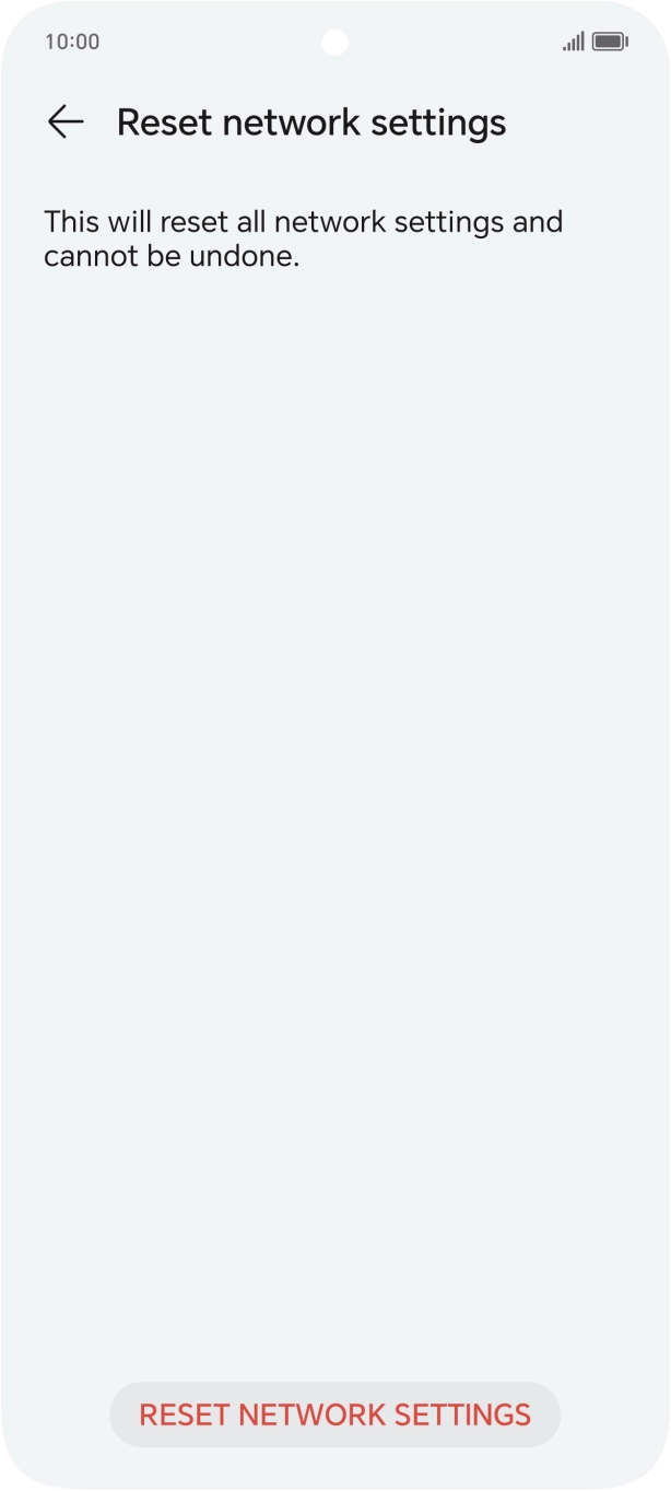 Press RESET NETWORK SETTINGS.