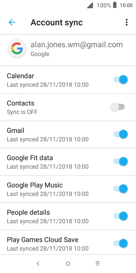 Press the indicator next to 'Contacts' to turn on the function.