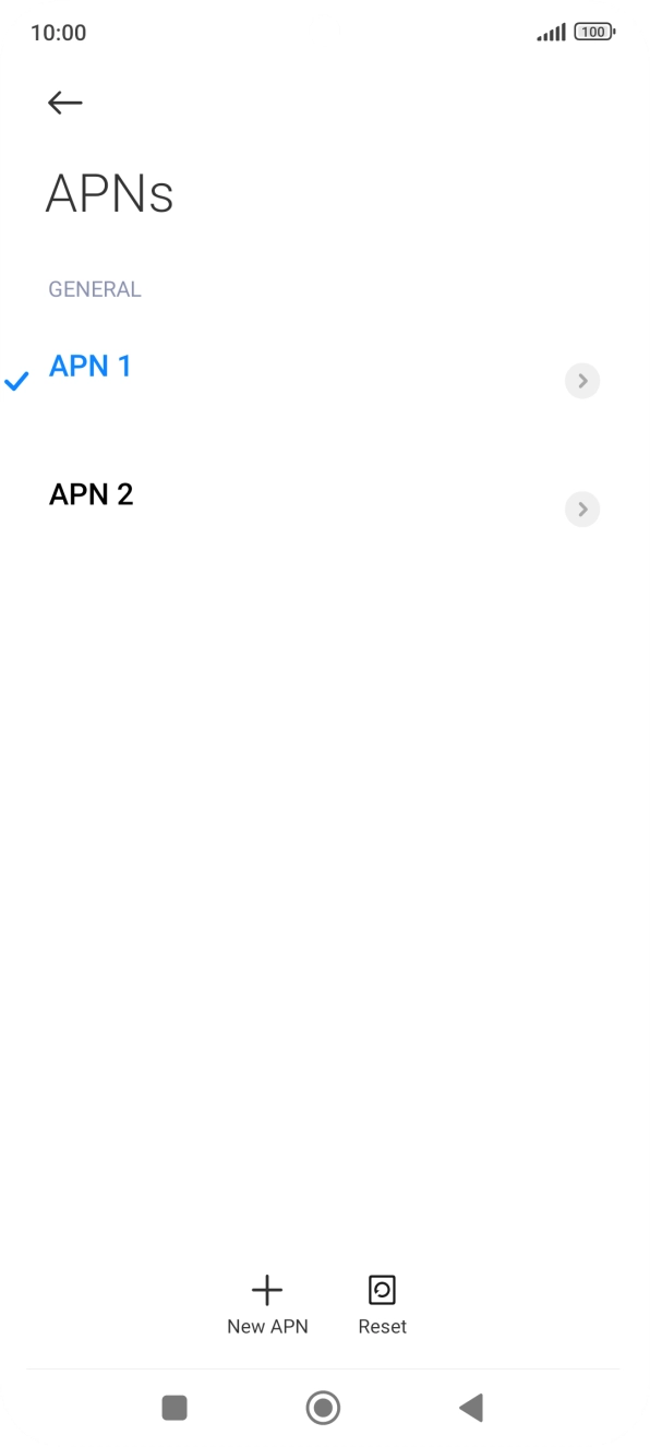 Press the required data connection to activate it.