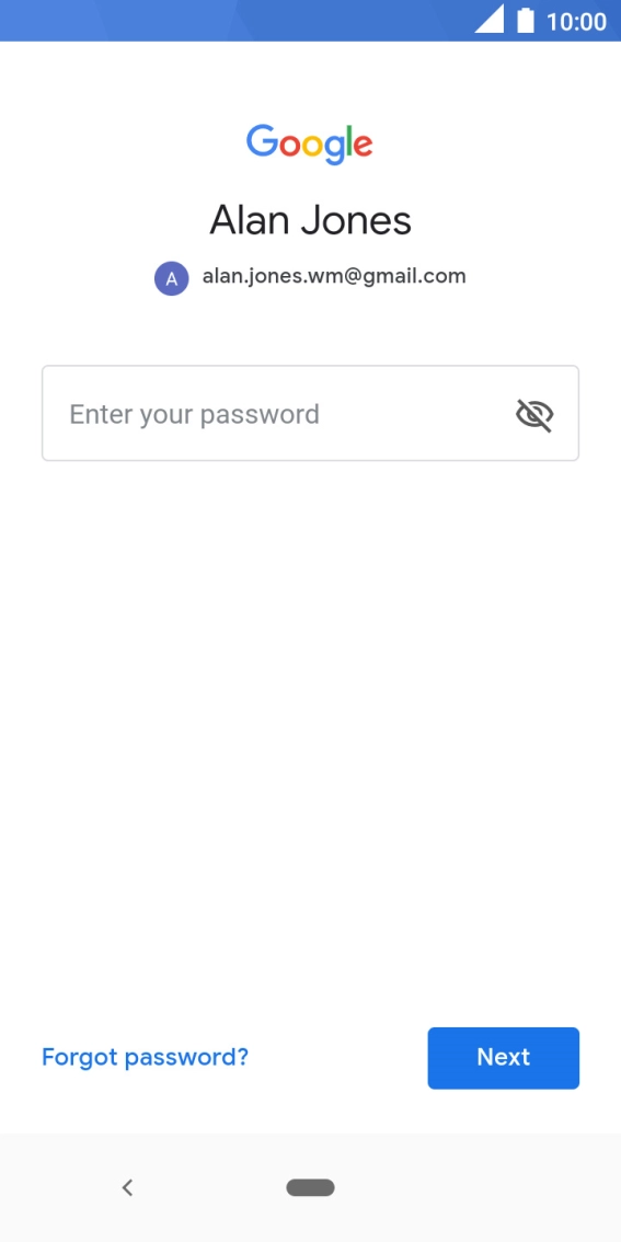 Press Enter your password and key in the password for your Google account.