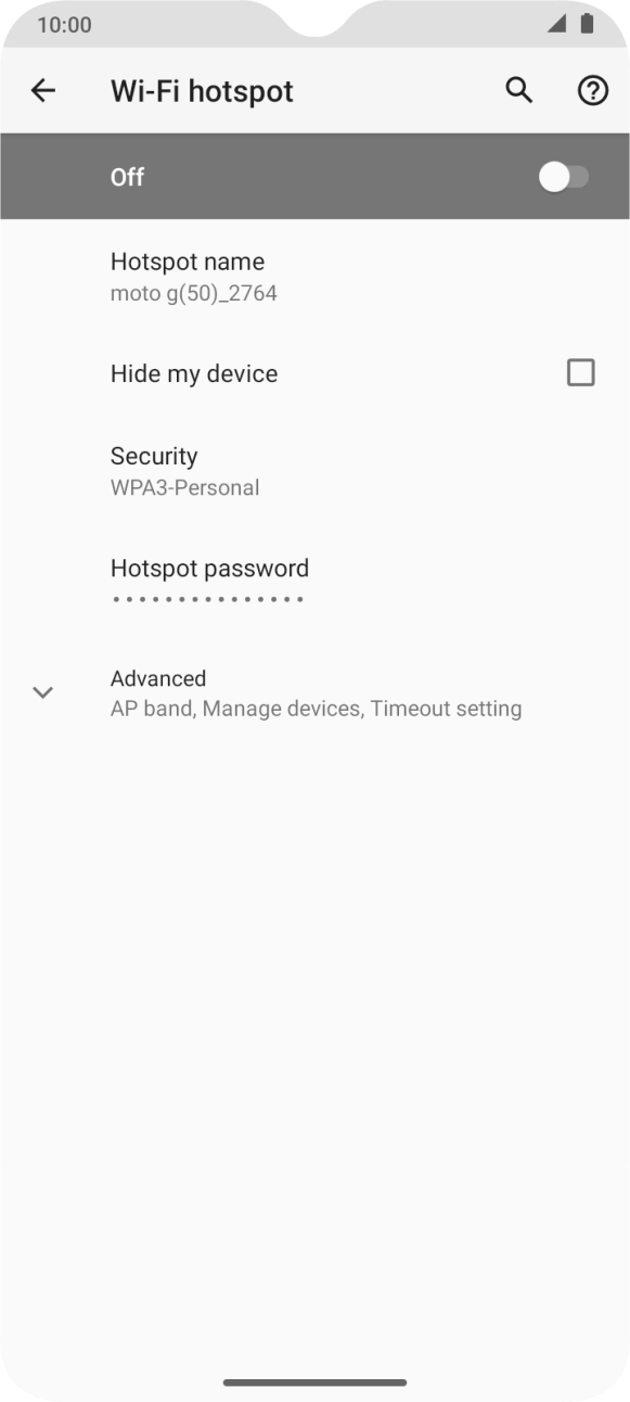 Press Hotspot password. Press Hotspot password.