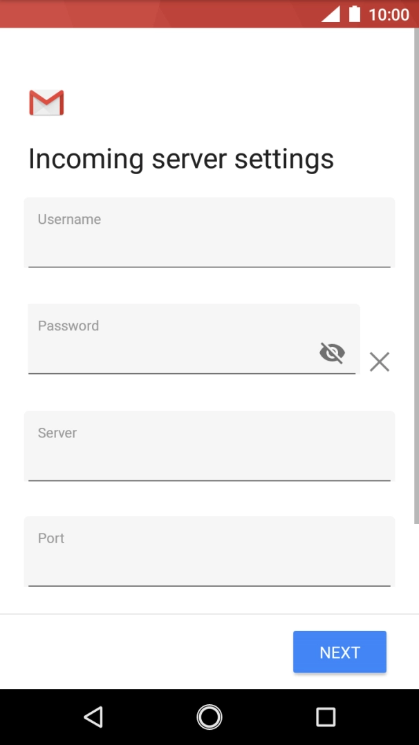 Press the field below 'Username' and key in the username for your email account.