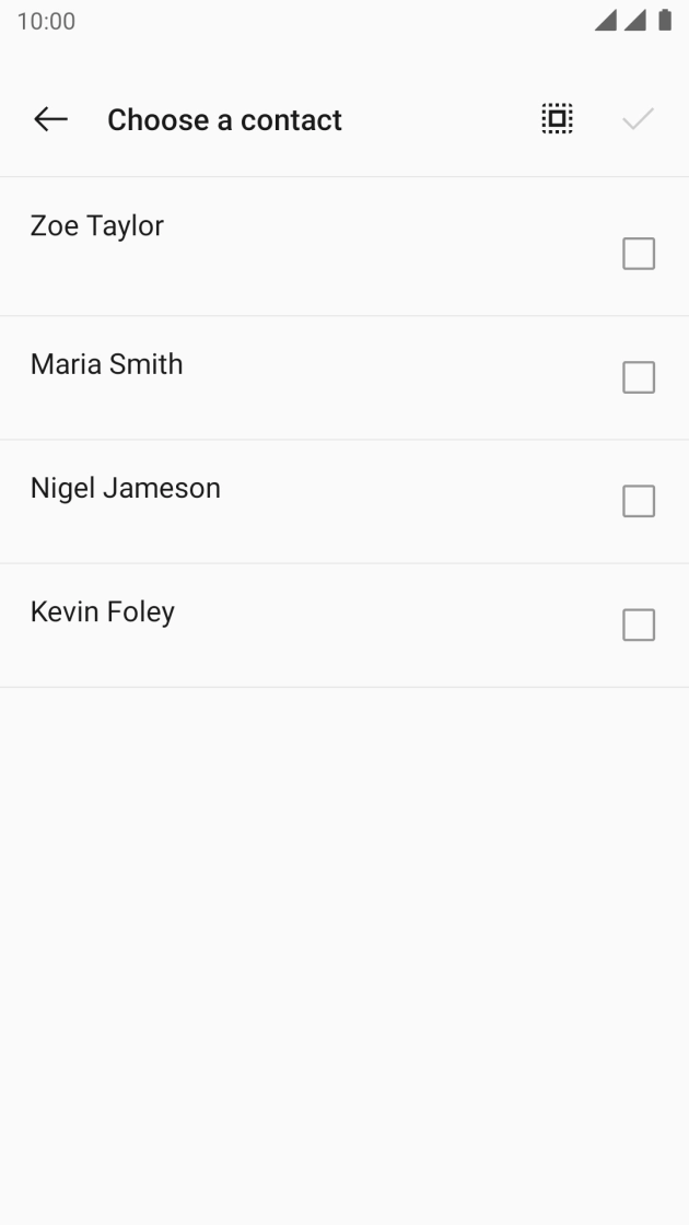Press the fields next to the required contacts to select them.