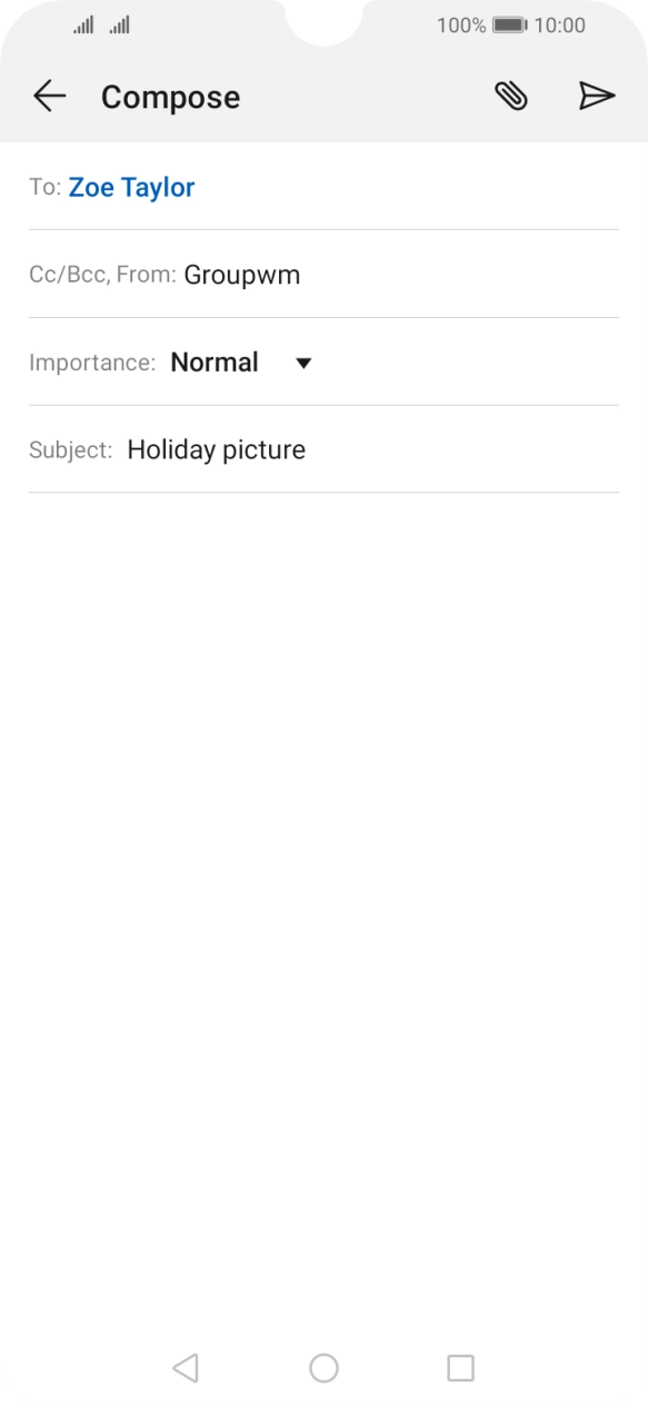 Press the text input field and write the text for your email. Press the text input field and write the text for your email.