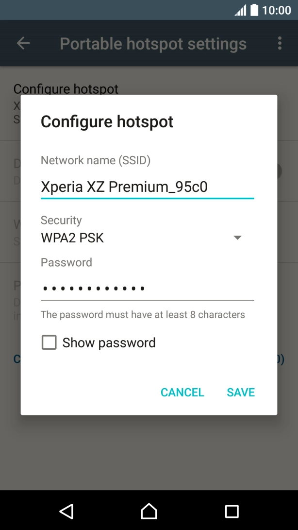 Press the field below 'Network name (SSID)' and key in the required name.
