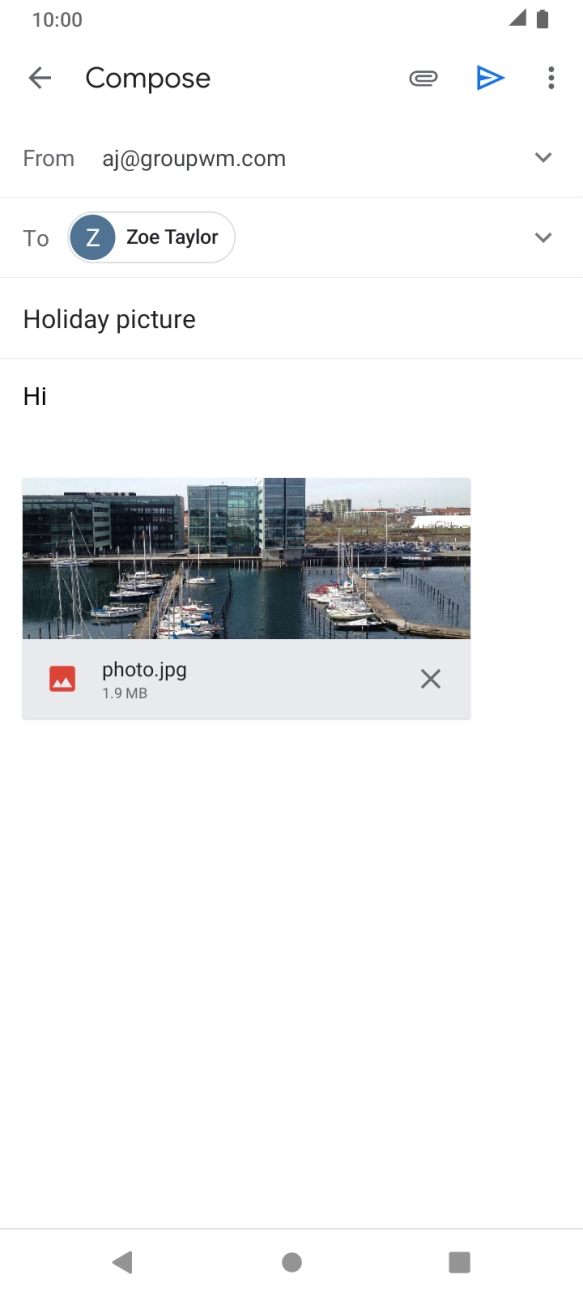 Press the send icon when you've finished your email.