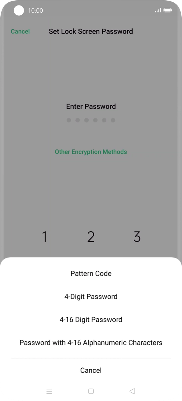 Press the required phone lock code and follow the instructions on the screen to create an additional phone lock code.