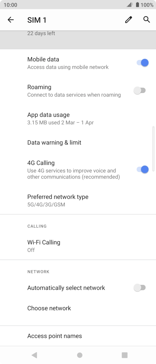 Press the indicator next to 'Automatically select network' to turn on the function.