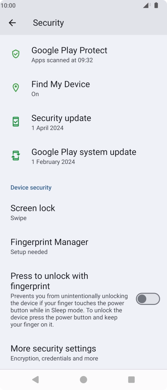 Press Fingerprint Manager. Press Fingerprint Manager.