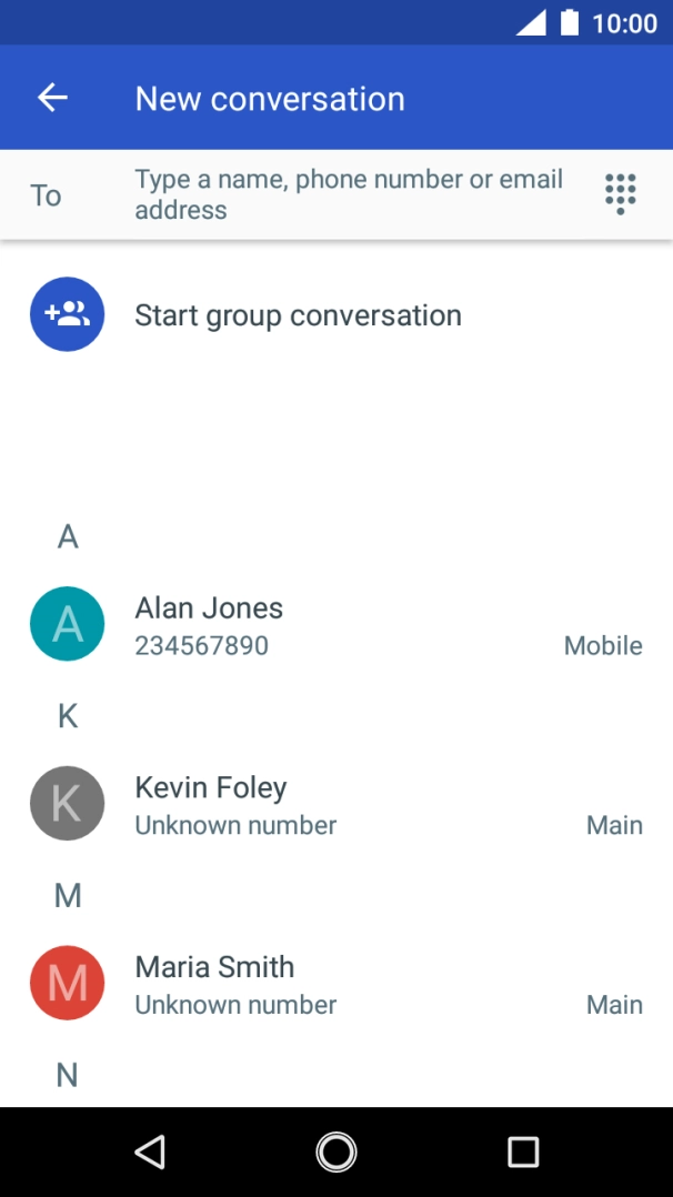 Press the field next to 'To' and key in the first letters of the recipient's name.